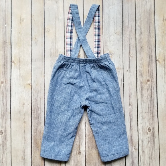Janie & Jack Chambray Suspender Pants & Cap - Picture 5 of 8
